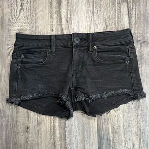 American Eagle Black Super Low Shortie Shorts Size 4